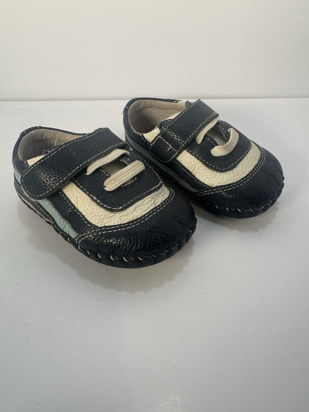 Pediped Originals Baby Shoes 6-12 Months Black White Leather Soft Sole